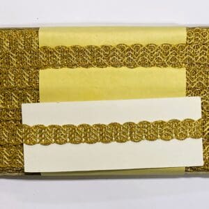 1365 Gallonband 20mm breed in Goud en Zilver. 20 meter op kaart.