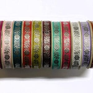 S475 Decoratie Band Enkelzijdig 15mm breed met Zilver in diverse kleuren. 9 meter op rol.