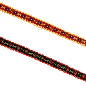 Deco Band RedFlower 10mm breed in 2 kleuren. 50 meter op kaart.