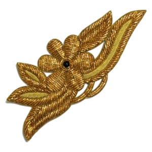Luxueuze Applicatie / Badge FlowerGoldSQ-1 met Gouden Kralen 10 stuks. hxb 80x200mm.